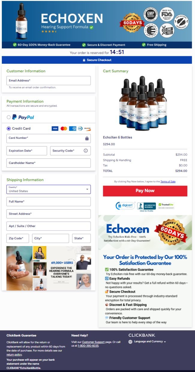 Echoxen Official Website Secure Order Page